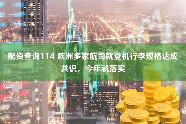 配资查询114 欧洲多家航司就登机行李规格达成共识，今年就落实